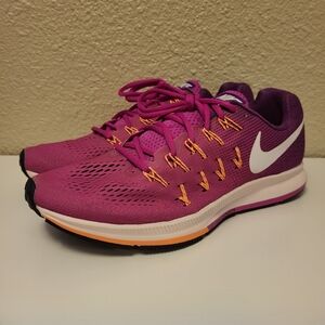 Nike Purple/Fuchsia/White/Orange Zoom Pegasus 33 Running Shoe Size 11